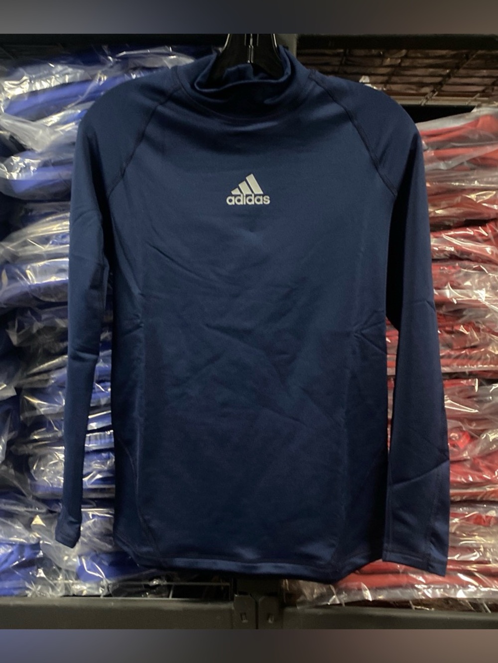 Adidas Performance Climawarm Mock Neck Compression Shirt Navy Men’s Small NWT